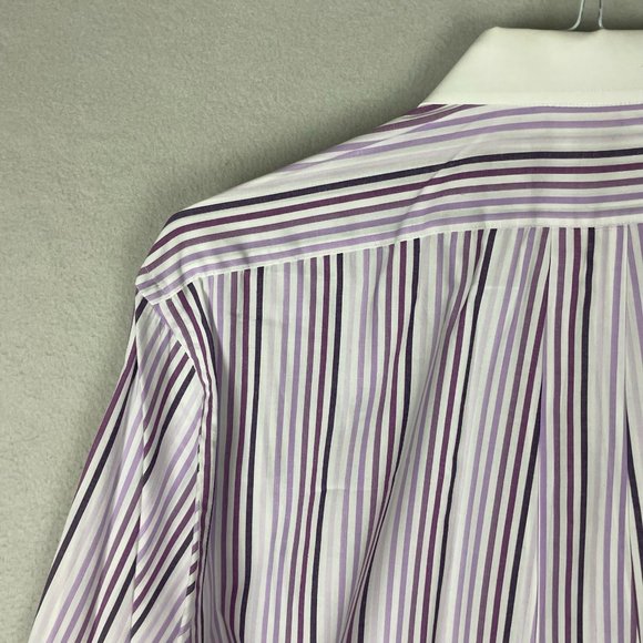 ALEXANDER JULIAN Colours Men's Purple Stripe French Cuff Dress Shirt USA Vintage - Picture 9 of 16